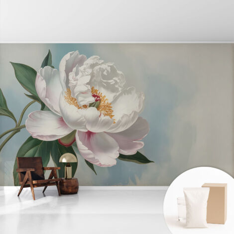 Tapete Vliestapete mit Kleber modern - Wanddeko für Küche - Klebefolie Wand - luxus Look Wunderschöne Pfingstrose 416x254 cm