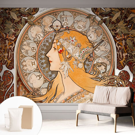 Tapete Vliestapete mit Kleber modern - Wanddeko für Küche - Klebefolie Wand - luxus Look Zodiac-Eleganz 312x219 cm