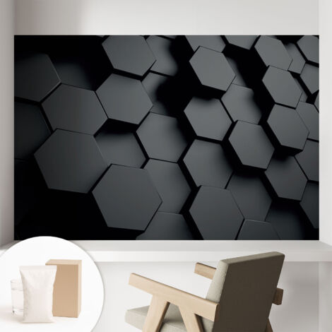 Tapete Vliestapete mit Kleber modern Wohnzimmer - Wanddeko Schlafzimmer - Tapete mit Motiv 3D-Sechsecke 104x70 cm