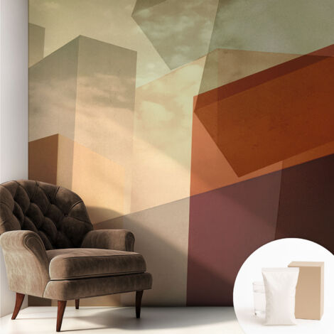 Tapete Vliestapete mit Kleber modern Wohnzimmer - Wanddeko Schlafzimmer - Tapete mit Motiv Abstrakte Formen 250x250 cm