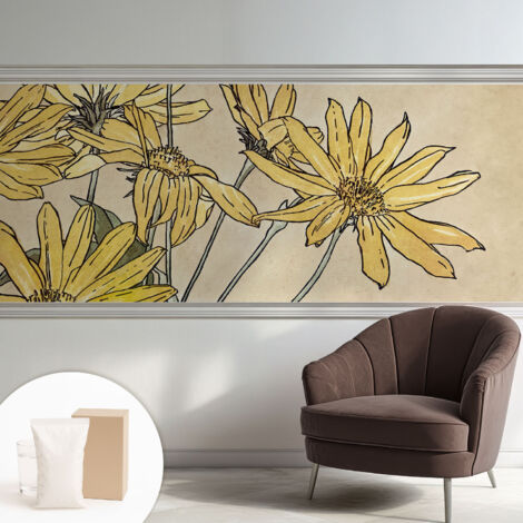 Tapete Vliestapete mit Kleber modern Wohnzimmer - Wanddeko Schlafzimmer - Tapete mit Motiv Aquarellblumen 250x104 cm