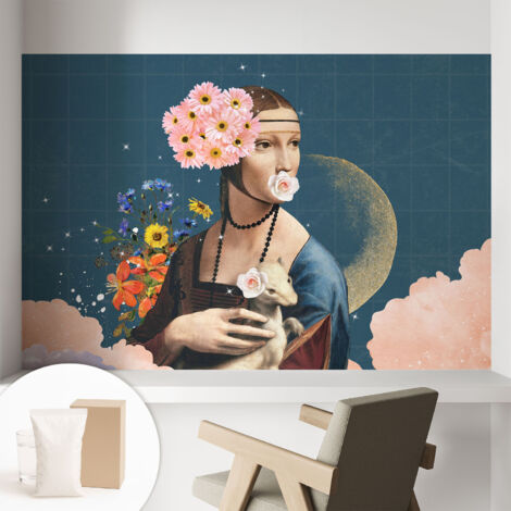 Tapete Vliestapete mit Kleber modern Wohnzimmer - Wanddeko Schlafzimmer - Tapete mit Motiv Blumige Eleganz 104x70 cm