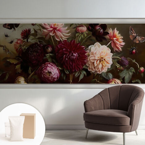 Tapete Vliestapete mit Kleber modern Wohnzimmer - Wanddeko Schlafzimmer - Tapete mit Motiv Blumige Pracht 250x104 cm