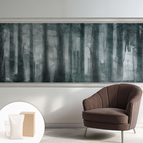 Tapete Vliestapete mit Kleber modern Wohnzimmer - Wanddeko Schlafzimmer - Tapete mit Motiv Geheimnisvoller Wald 250x104 cm