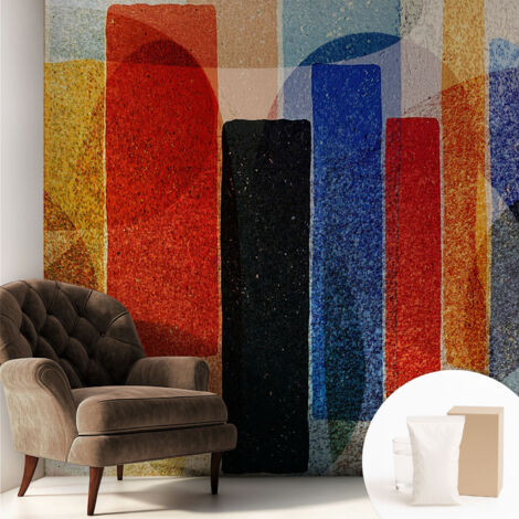 Tapete Vliestapete mit Kleber modern Wohnzimmer - Wanddeko Schlafzimmer - Tapete mit Motiv Geometrische Formen 250x250 cm