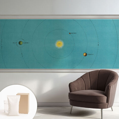 Tapete Vliestapete mit Kleber modern Wohnzimmer - Wanddeko Schlafzimmer - Tapete mit Motiv Kosmisches System 250x104 cm