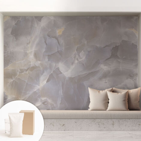 Tapete Vliestapete mit Kleber modern Wohnzimmer - Wanddeko Schlafzimmer - Tapete mit Motiv Marmorwellen 208x146 cm