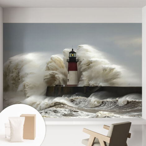 Tapete Vliestapete mit Kleber modern Wohnzimmer - Wanddeko Schlafzimmer - Tapete mit Motiv Meereswellen 152x104 cm