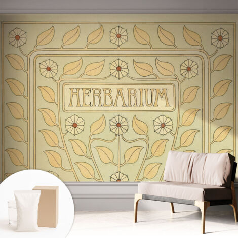 Tapete Vliestapete mit Kleber modern Wohnzimmer - Wanddeko Schlafzimmer - Tapete mit Motiv Pflanzliches Ornament 312x219 cm