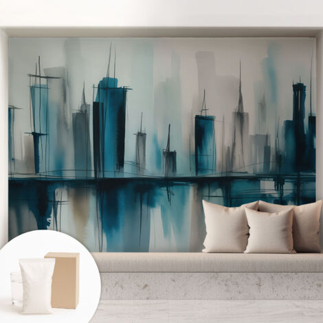 Tapete Vliestapete mit Kleber modern Wohnzimmer - Wanddeko Schlafzimmer - Tapete mit Motiv Stadtlandschaften 208x146 cm