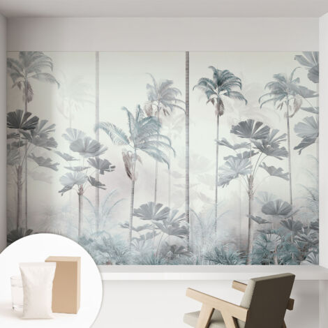 Tapete Vliestapete mit Kleber modern Wohnzimmer - Wanddeko Schlafzimmer - Tapete mit Motiv Tropische Landschaft 152x104 cm