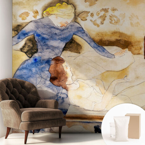 Tapete Vliestapete mit Kleber modern Wohnzimmer - Wanddeko Schlafzimmer - Tapete mit Motiv Weibliche Ruhe 250x250 cm