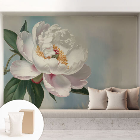 Tapete Vliestapete mit Kleber modern Wohnzimmer - Wanddeko Schlafzimmer - Tapete mit Motiv Wunderschöne Pfingstrose 208x146 cm