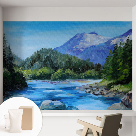 Tapete Vliestapete mit Kleber - modernes Design - Wohnungsdeko - geruchslos - langlebig Bergkulisse 152x104 cm