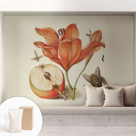 Tapete Vliestapete mit Kleber - modernes Design - Wohnungsdeko - geruchslos - langlebig Botanische Illustration 208x146 cm