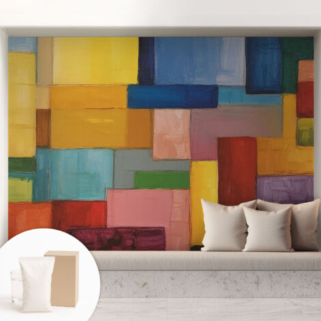 Tapete Vliestapete mit Kleber - modernes Design - Wohnungsdeko - geruchslos - langlebig Bunte Rechtecke 208x146 cm