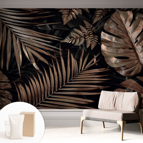 Tapete Vliestapete mit Kleber - modernes Design - Wohnungsdeko - geruchslos - langlebig Exotische Blätter 312x219 cm