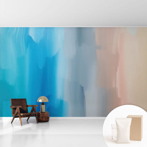 Tapete Vliestapete mit Kleber - modernes Design - Wohnungsdeko - geruchslos - langlebig Farbenfrohe Abstraktion 416x254 cm
