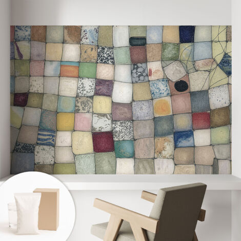 Tapete Vliestapete mit Kleber - modernes Design - Wohnungsdeko - geruchslos - langlebig Farbenfrohes Mosaik 104x70 cm