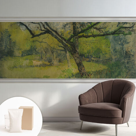 Tapete Vliestapete mit Kleber - modernes Design - Wohnungsdeko - geruchslos - langlebig Grüne Landschaft 250x104 cm