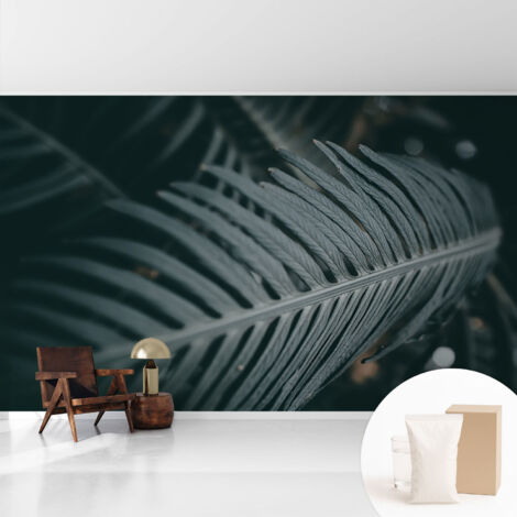 Tapete Vliestapete mit Kleber - modernes Design - Wohnungsdeko - geruchslos - langlebig Grünes Blatt 416x254 cm