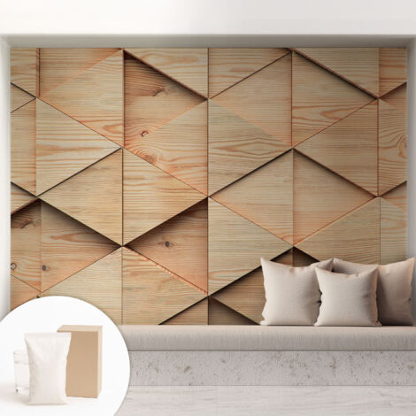 Tapete Vliestapete mit Kleber - modernes Design - Wohnungsdeko - geruchslos - langlebig Holzmosaik 208x146 cm