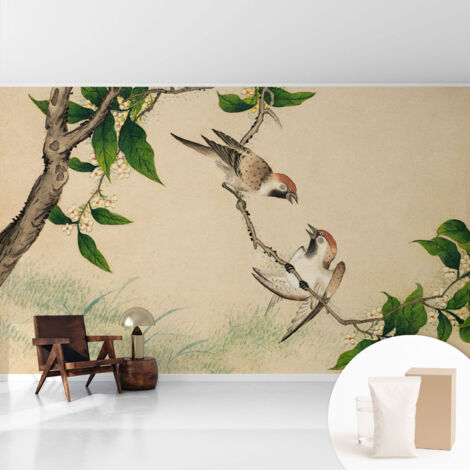 Tapete Vliestapete mit Kleber - modernes Design - Wohnungsdeko - geruchslos - langlebig Klassisches Duett 416x254 cm