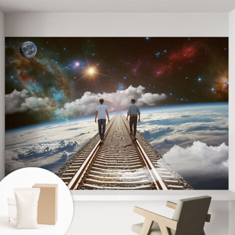 Tapete Vliestapete mit Kleber - modernes Design - Wohnungsdeko - geruchslos - langlebig Kosmische Reise 152x104 cm