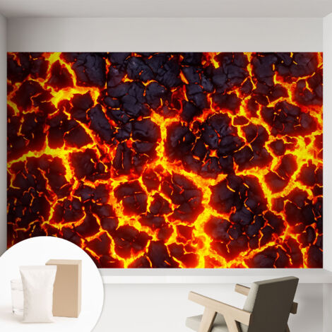 Tapete Vliestapete mit Kleber - modernes Design - Wohnungsdeko - geruchslos - langlebig Kraftvolles Magma 152x104 cm