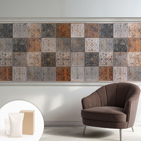 Tapete Vliestapete mit Kleber - modernes Design - Wohnungsdeko - geruchslos - langlebig Ornamentale Fliesen 250x104 cm