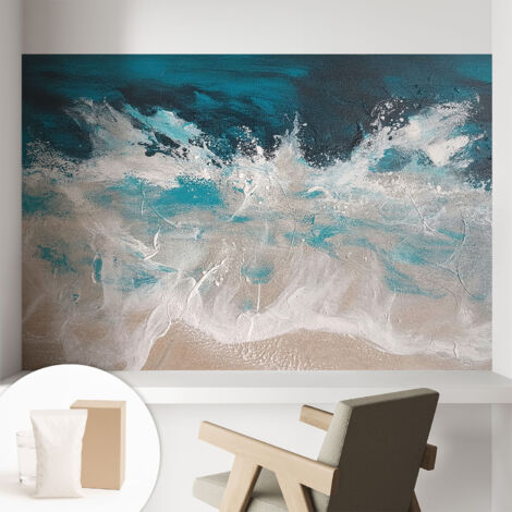 Tapete Vliestapete mit Kleber - modernes Design - Wohnungsdeko - geruchslos - langlebig Ozeanische Wellen 104x70 cm