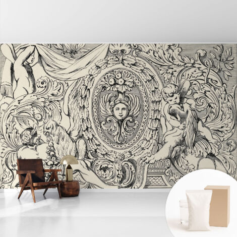 Tapete Vliestapete mit Kleber - modernes Design - Wohnungsdeko - geruchslos - langlebig Reichtum an Ornamenten 416x254 cm