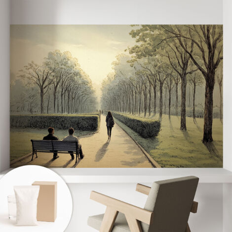 Tapete Vliestapete mit Kleber - modernes Design - Wohnungsdeko - geruchslos - langlebig Ruhe im Park 104x70 cm
