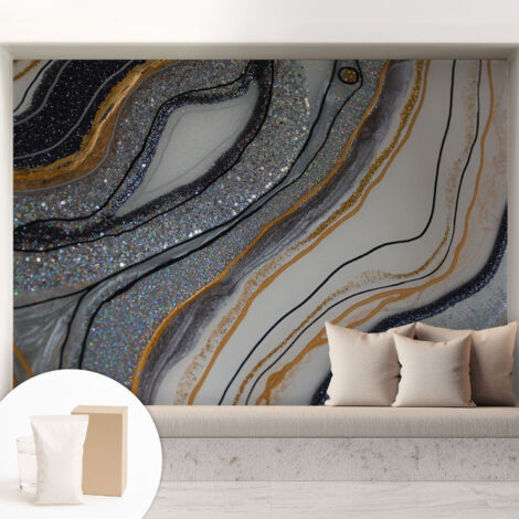 Tapete Vliestapete mit Kleber - modernes Design - Wohnungsdeko - geruchslos - langlebig Steinwellen 208x146 cm