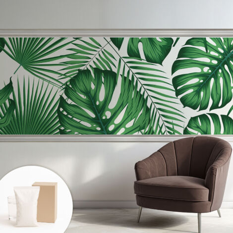 Tapete Vliestapete mit Kleber - modernes Design - Wohnungsdeko - geruchslos - langlebig Tropische Blätter 250x104 cm