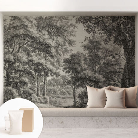 Tapete Vliestapete mit Kleber - modernes Design - Wohnungsdeko - geruchslos - langlebig Waldkulisse 208x146 cm