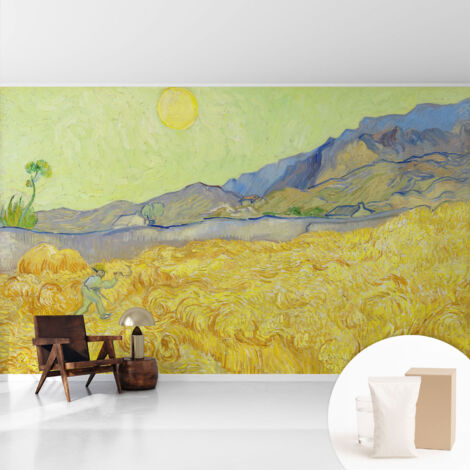 Tapete Vliestapete mit Kleber - modernes Design - Wohnungsdeko - geruchslos - langlebig Weizenfeld 416x254 cm