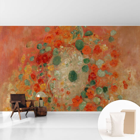 Tapete Vliestapete mit Kleber - trendige Wanddeko - elegant Fototapete für Wohnzimmer - Schlafzimmer Abstrakte Blumen 416x254 cm