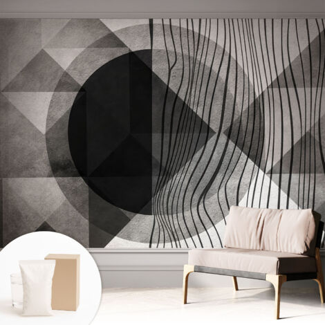 Tapete Vliestapete mit Kleber - trendige Wanddeko - elegant Fototapete für Wohnzimmer - Schlafzimmer Abstrakte Formen 312x219 cm