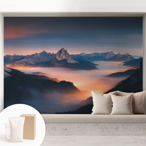 Tapete Vliestapete mit Kleber - trendige Wanddeko - elegant Fototapete für Wohnzimmer - Schlafzimmer Aufgehende Sonne 208x146 cm