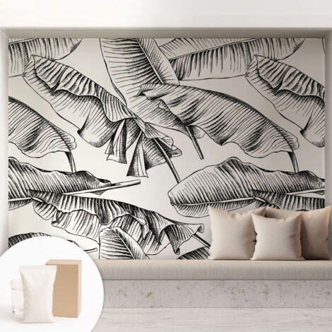 Tapete Vliestapete mit Kleber - trendige Wanddeko - elegant Fototapete für Wohnzimmer - Schlafzimmer Bananenblätter 208x146 cm