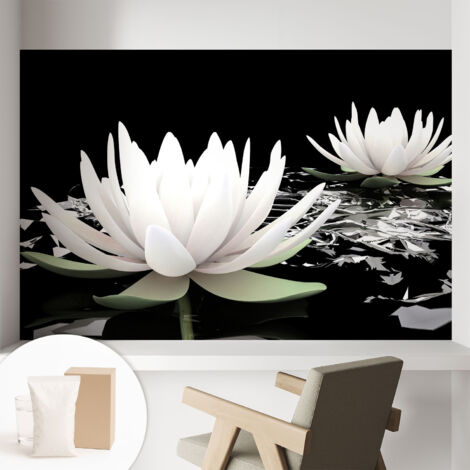 Tapete Vliestapete mit Kleber - trendige Wanddeko - elegant Fototapete für Wohnzimmer - Schlafzimmer Blumen im Wasser 104x70 cm