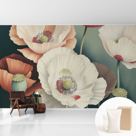 Tapete Vliestapete mit Kleber - trendige Wanddeko - elegant Fototapete für Wohnzimmer - Schlafzimmer Blumige Schönheit 416x254 cm