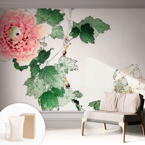 Tapete Vliestapete mit Kleber - trendige Wanddeko - elegant Fototapete für Wohnzimmer - Schlafzimmer Blumige Zartheit 312x219 cm