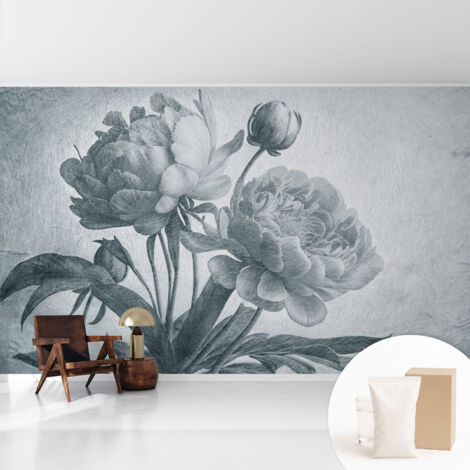 Tapete Vliestapete mit Kleber - trendige Wanddeko - elegant Fototapete für Wohnzimmer - Schlafzimmer Blumiger Chic 416x254 cm