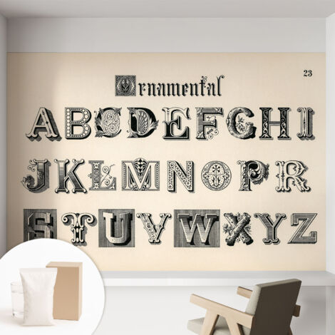 Tapete Vliestapete mit Kleber - trendige Wanddeko - elegant Fototapete für Wohnzimmer - Schlafzimmer Dekorative Buchstaben 152x104 cm
