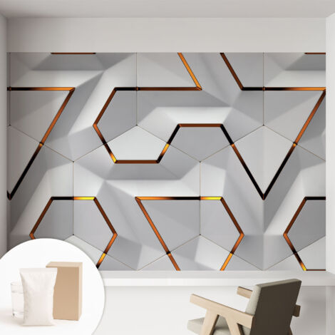 Tapete Vliestapete mit Kleber - trendige Wanddeko - elegant Fototapete für Wohnzimmer - Schlafzimmer Dreidimensionale Muster 152x104 cm