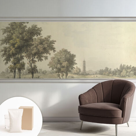 Tapete Vliestapete mit Kleber - trendige Wanddeko - elegant Fototapete für Wohnzimmer - Schlafzimmer Ein ruhiger Park 250x104 cm