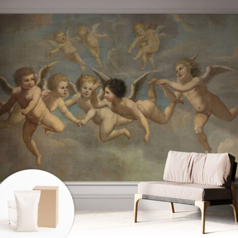 Tapete Vliestapete mit Kleber - trendige Wanddeko - elegant Fototapete für Wohnzimmer - Schlafzimmer Engelshafte Gestalten 312x219 cm