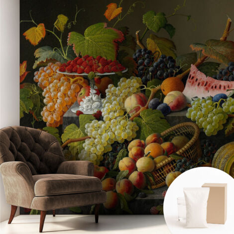 Tapete Vliestapete mit Kleber - trendige Wanddeko - elegant Fototapete für Wohnzimmer - Schlafzimmer Fruchtkomposition 250x250 cm